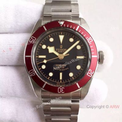 Swiss ETA2824 Tudor Geneve Rotor Self Winding Copy Watch SS Red Dial / Red Bezel